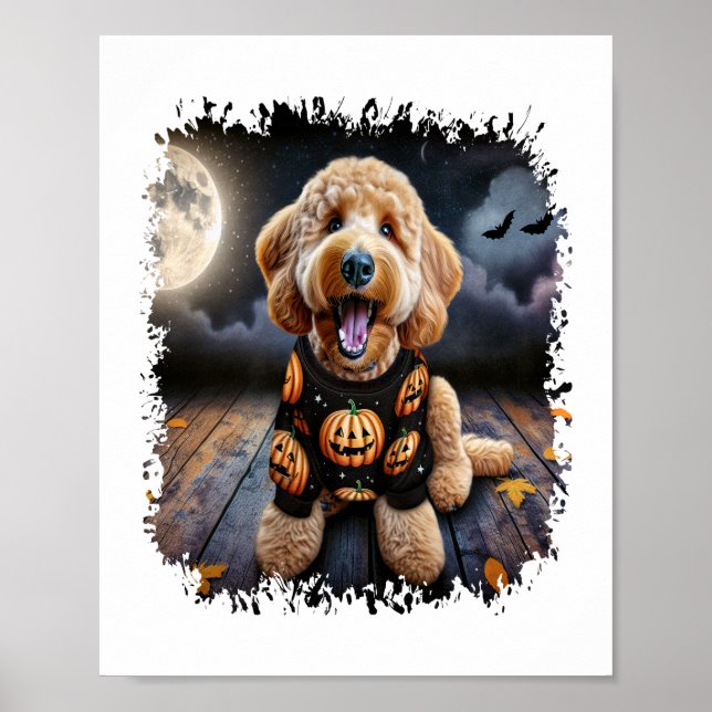 Goldendoodle Dog Halloween Poster (Front)