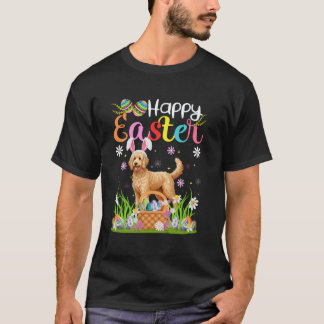 Goldendoodle Dog Happy Easter Egg Hunt Bunny Ear E T-Shirt