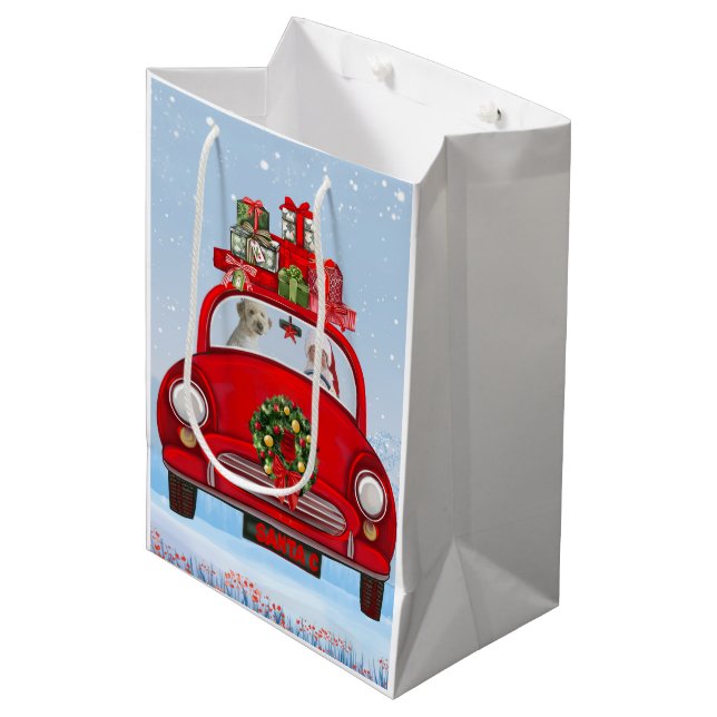 Goldendoodle Dog In Car With Santa Claus  Medium Gift Bag (Front Angled)