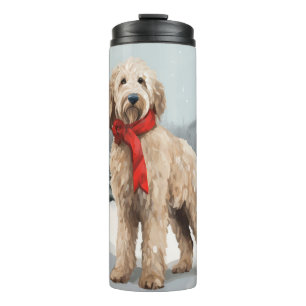 Goldendoodle Dog in Snow Christmas  Thermal Tumbler
