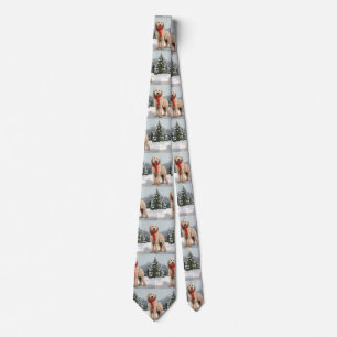 Goldendoodle Dog in Snow Christmas  Tie