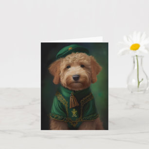 Goldendoodle Dog in St. Patrick's Day Dress Card