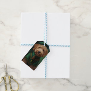 Goldendoodle  Dog in St. Patrick's Day Dress Gift Tags
