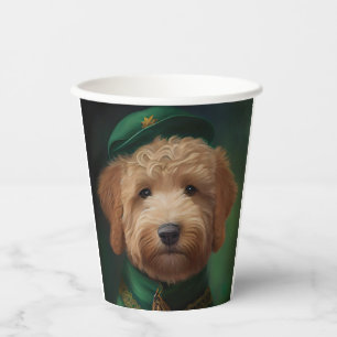 Goldendoodle  Dog in St. Patrick's Day Dress Paper Cups