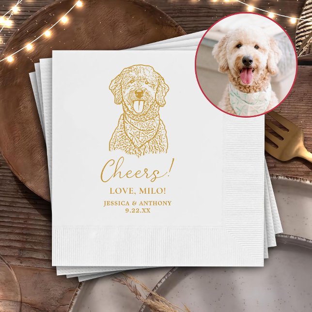 Goldendoodle Dog Personalized Cheers Napkins (Creator Uploaded)