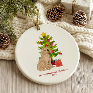 Goldendoodle Dog Personalized Christmas Ceramic Ornament