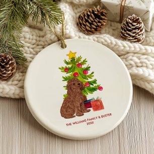 Goldendoodle Dog Personalized Christmas Ceramic Ornament