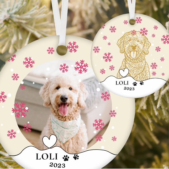 Goldendoodle Dog Personalized Hand Drawing Ceramic Ornament (Creator Uploaded)