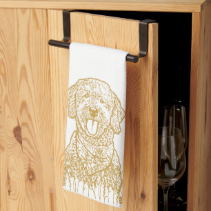 Goldendoodle Dog Personalized Hand Drawing Kitchen Towel
