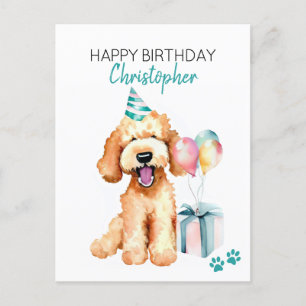 Goldendoodle Dog Personalized Happy Birthday Postcard