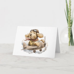 Goldendoodle Dog Pilot Airplane Card