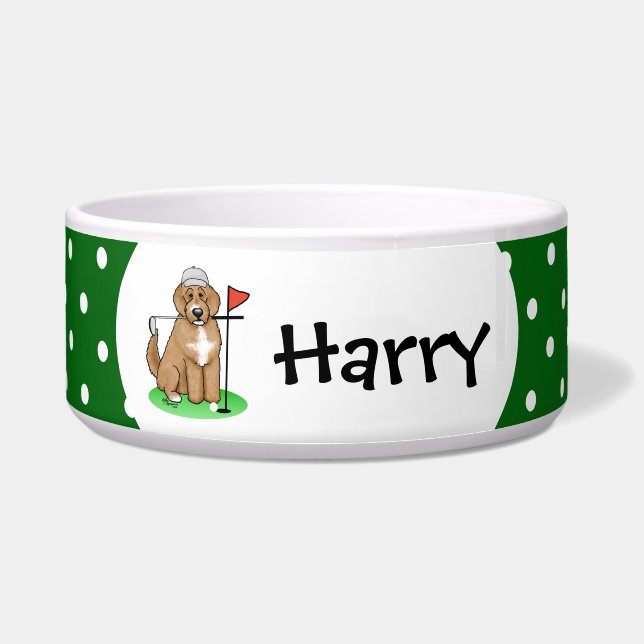 Goldendoodle Dog Playing Golf (red whmk2) Cute Fun (Front)