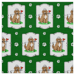 Goldendoodle Dog Playing Golf (red whmk2) Cute Fun Fabric