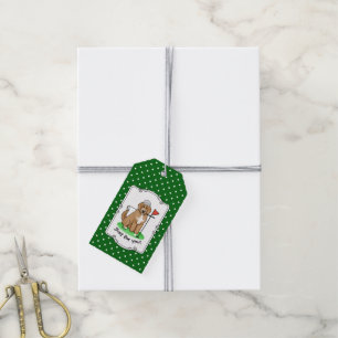 Goldendoodle Dog Playing Golf (red whmk2) Cute Fun Gift Tags