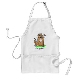 Goldendoodle Dog Playing Golf (red whmk2) Cute Fun Standard Apron