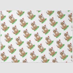 Goldendoodle Dog Playing Golf (red whmk2) Cute Fun Tissue Paper