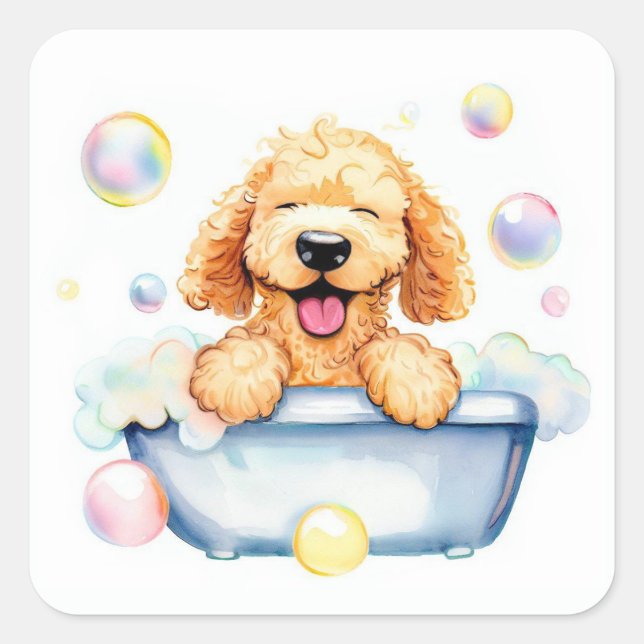 Goldendoodle Dog Square Sticker (Front)