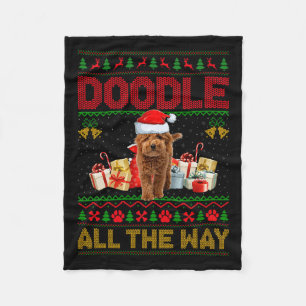 Goldendoodle Dog Ugly Christmas Sweaters Pet Dog L Fleece Blanket