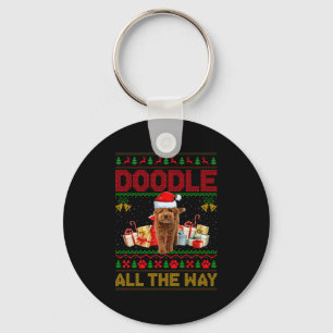 Goldendoodle Dog Ugly Christmas Sweaters Pet Dog L Keychain