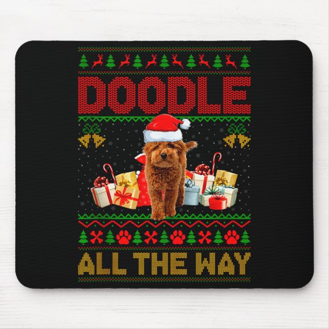 Goldendoodle Dog Ugly Christmas Sweaters Pet Dog L Mouse Pad (Front)