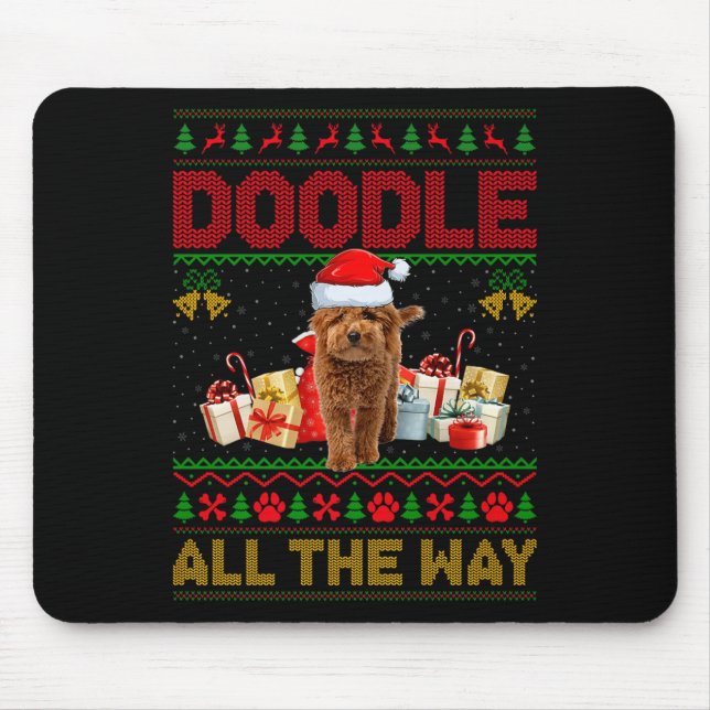 Goldendoodle Dog Ugly Christmas Sweaters Pet Dog L Mouse Pad (Front)