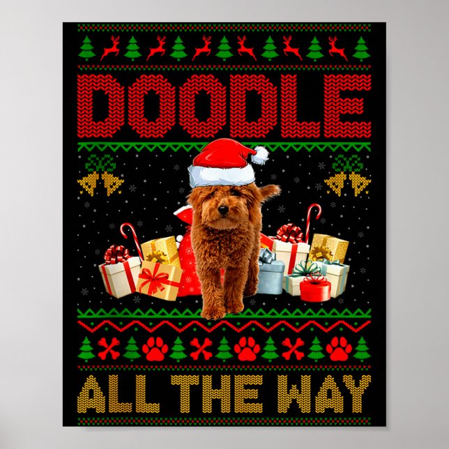 Goldendoodle Dog Ugly Christmas Sweaters Pet Dog L Poster (Front)