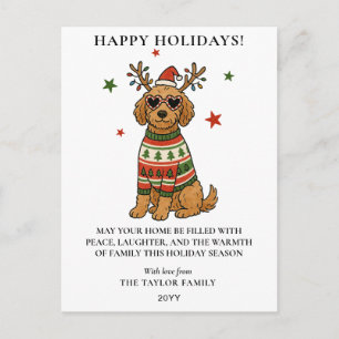 Goldendoodle Dog Ugly Sweater Christmas Holiday Postcard