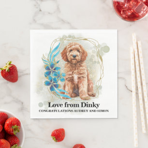 Goldendoodle Dog Wedding Napkins with Dog Photo