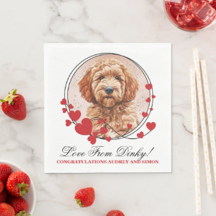 Goldendoodle Dog Wedding Napkins with Dog Photo