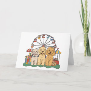 Goldendoodle Dogs At A Carnival Card