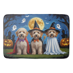 Goldendoodle Dogs Pumpkin Halloween Funny Bath Mat