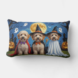 Goldendoodle Dogs Pumpkin Halloween Funny Lumbar Pillow