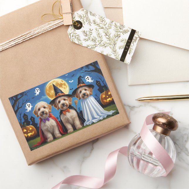 Goldendoodle Dogs Pumpkin Halloween Funny Sticker (Gifting)