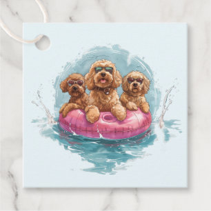 Goldendoodle Dogs Summer Pineapple Pool Float Favour Tags