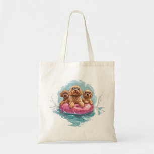 Goldendoodle Dogs Summer Pineapple Pool Float Tote Bag