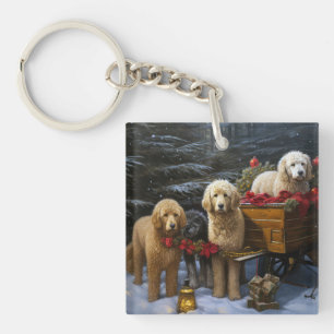 Goldendoodle enneigé Luge Décor de Noël