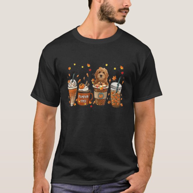 Goldendoodle Fall Coffee Pumpkin Spice Latte Iced  T-Shirt (Front)