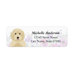Goldendoodle Flowers Return Address Labels