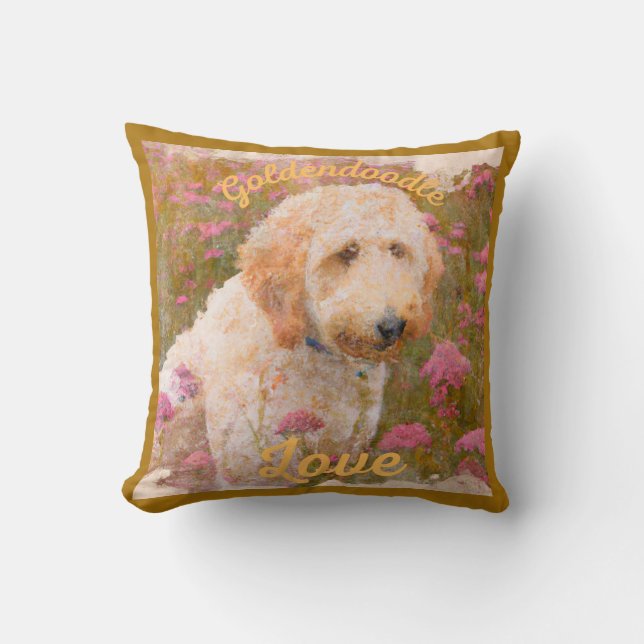 Goldendoodle fun cute  throw pillow (Front)