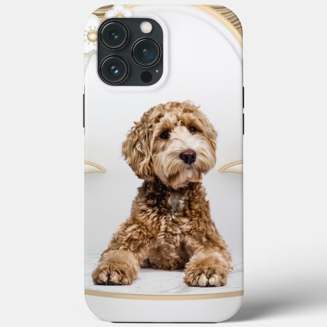 Goldendoodle Golden Background Photo Collage Case-Mate iPhone Case (Back)