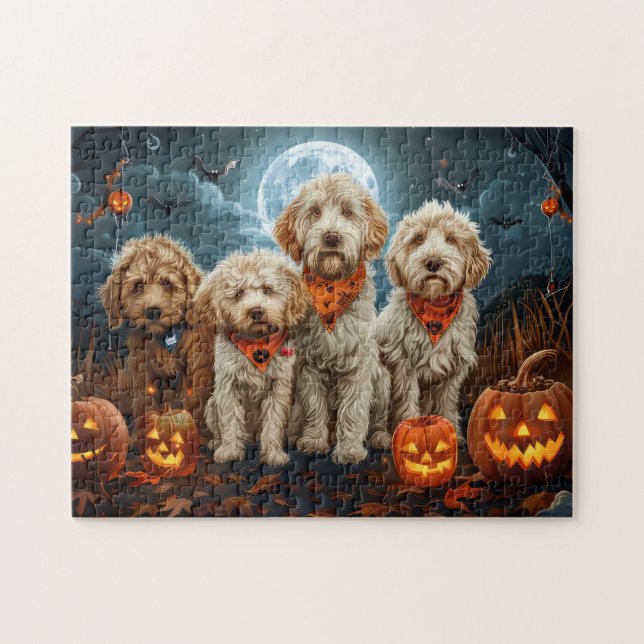 Goldendoodle Halloween Spooky  Jigsaw Puzzle (Horizontal)
