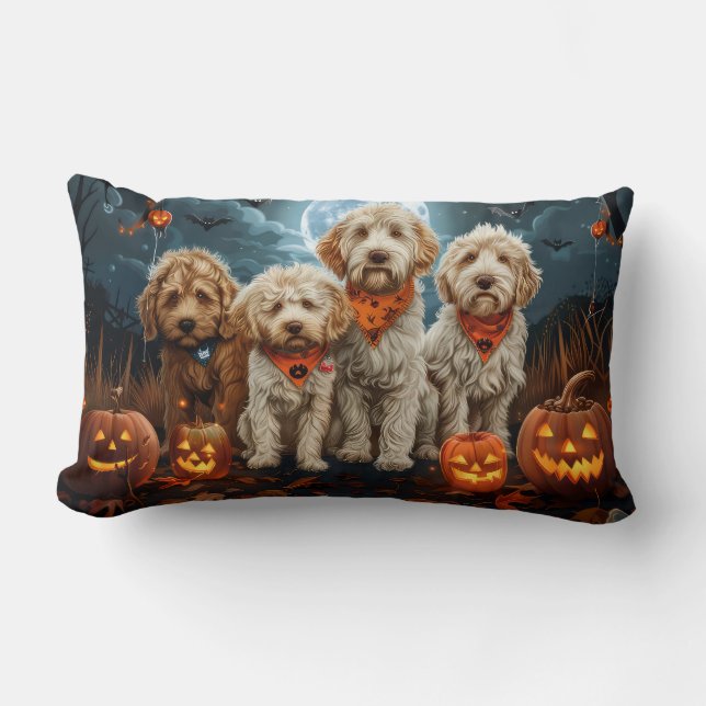 Goldendoodle Halloween Spooky  Lumbar Pillow (Front)