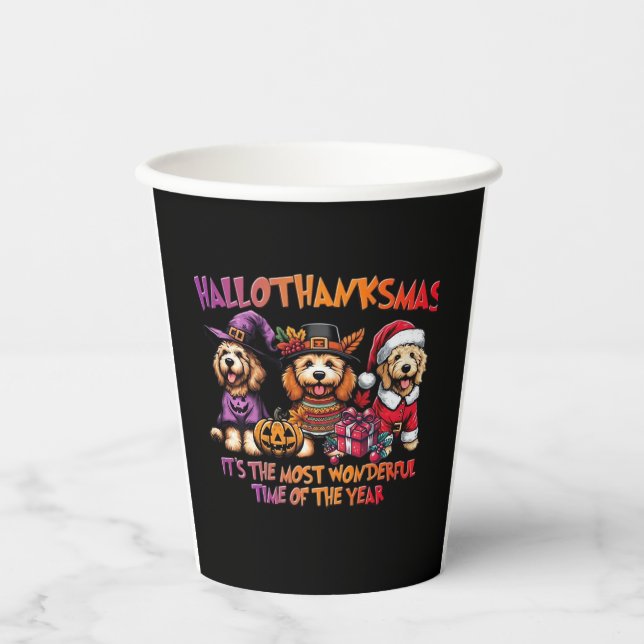 Goldendoodle Halloween Thanksgiving Christmas Clas Paper Cups (Front)