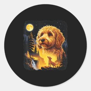Goldendoodle Howling To The Moon Vintage Funny Gol Classic Round Sticker