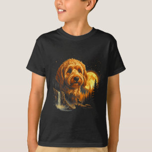 Goldendoodle howling to the moon vintage funnyGold T-Shirt