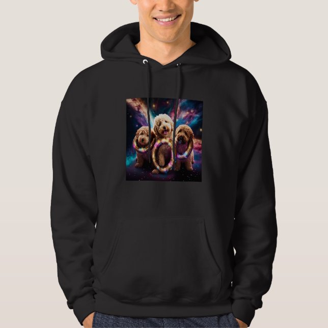 Goldendoodle In Space With Donuts Cute Doodle Boys Hoodie (Front)