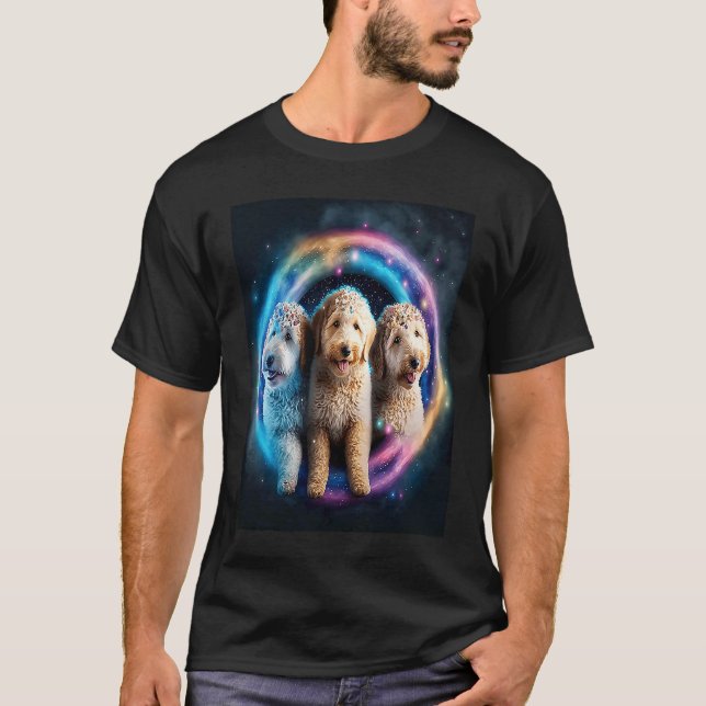 Goldendoodle In Space With Donuts Cute Doodle Boys T-Shirt (Front)