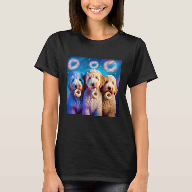 Goldendoodle In Space With Donuts Cute Doodle Boys T-Shirt (Front)