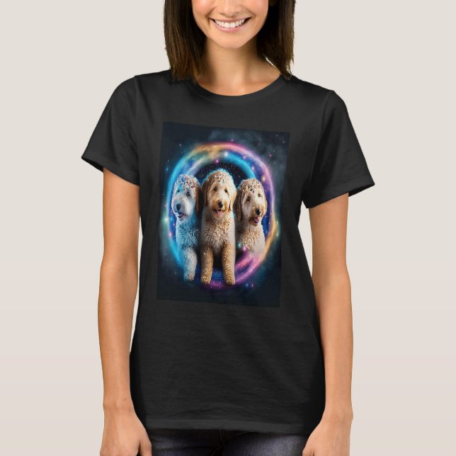 Goldendoodle In Space With Donuts Cute Doodle Boys T-Shirt (Front)