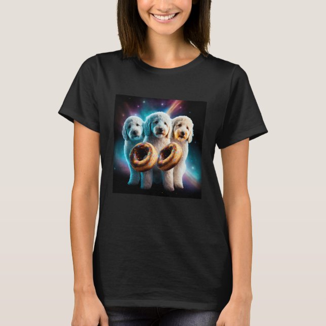 Goldendoodle In Space With Donuts Cute Doodle Boys T-Shirt (Front)
